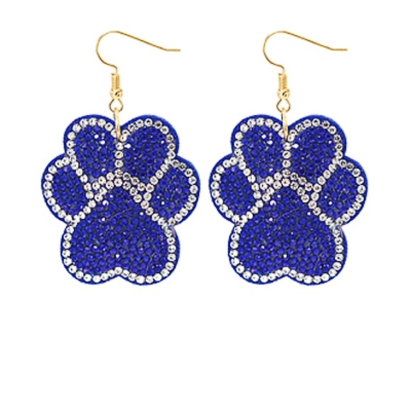 Crystal Paw Print Cushion Earrings - Picture 2 of 3
